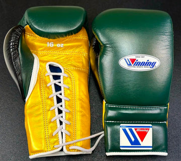 Green & Gold Pro Elite Boxing Gloves | Winnings | Personalise your name | 100% Pure Leather | Best Choice for Fighters