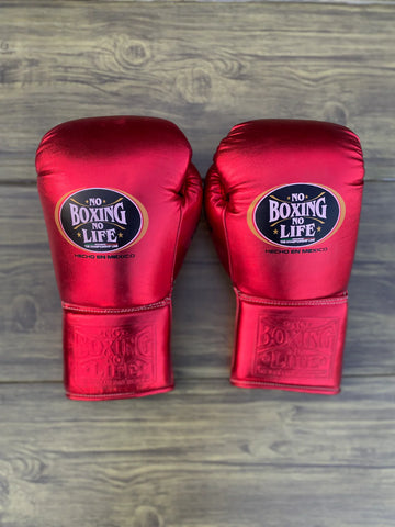 NO BOXING NO LIFE TRAINING GLOVES - METALLIC RED | 100% Pure Leather | Best Choice for Fighters