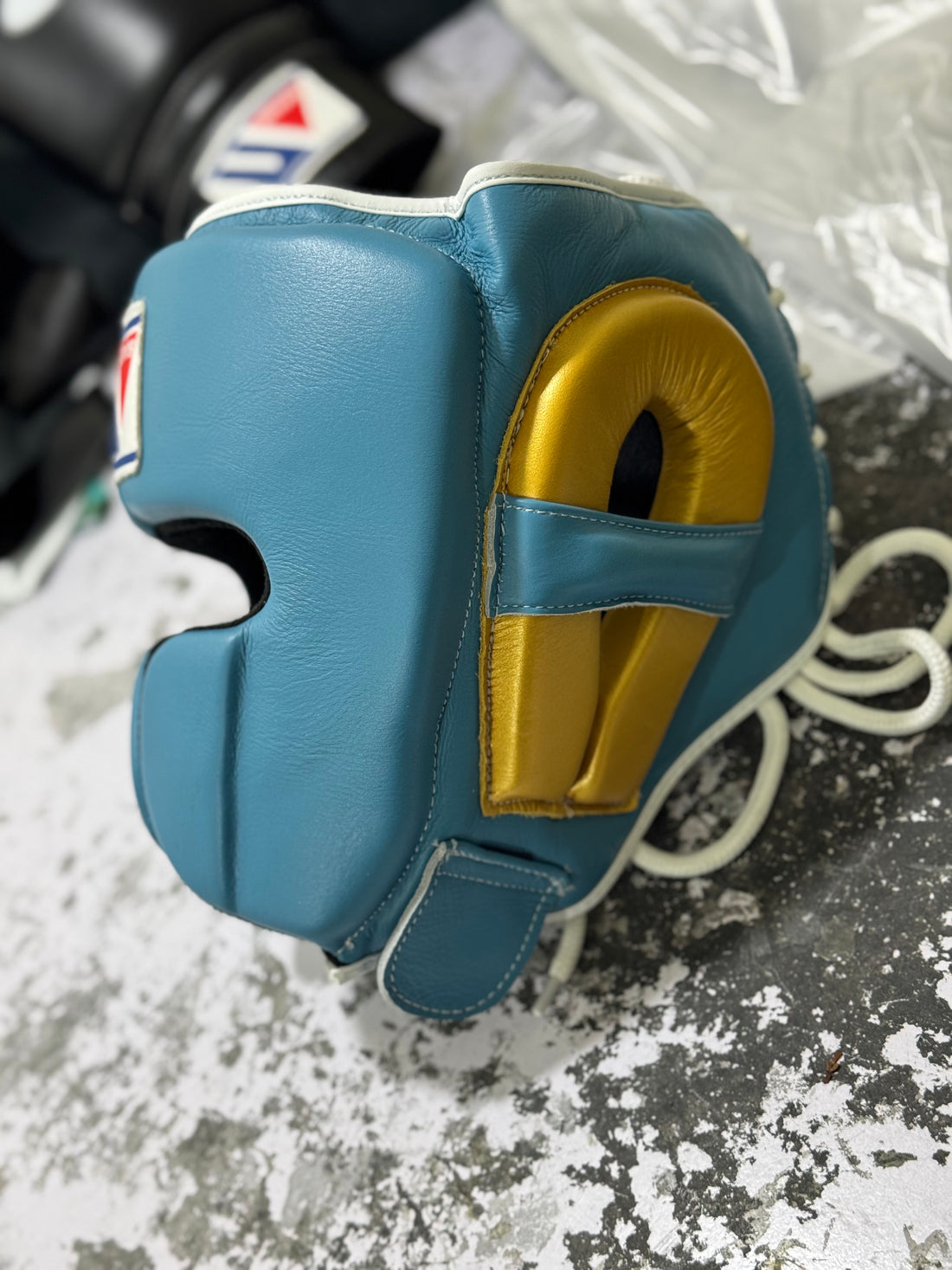 Baby Green & Gold Combo Headgear | 100% Leather | Winning | Adjustable | Available in Multiple Sizes