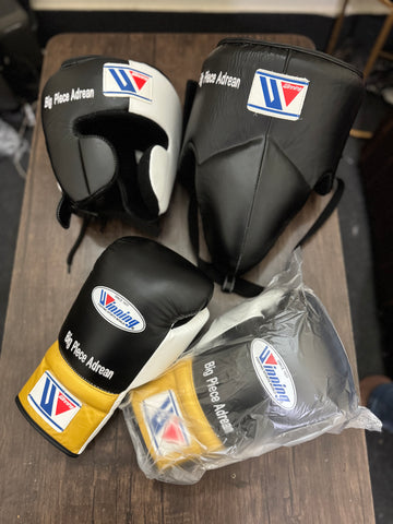 Black, White & Gold Combo | Handmade Boxing Sparring Kit | Winning | Premium Quality | Personalise Your Name | Flat 50% OFF