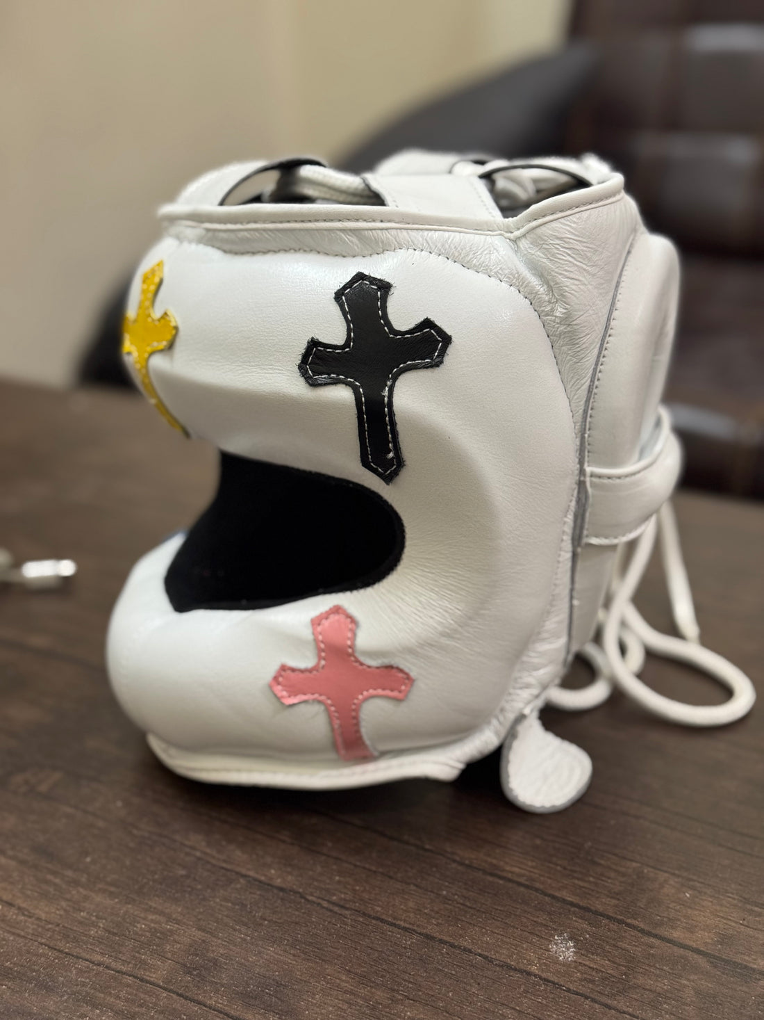 Pure White Chrome Hearts Headgear | 100% Leather | Adjustable | Available in Multiple Sizes