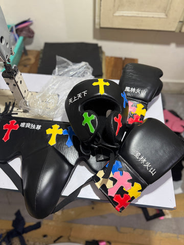Black Sparring Kit - Chrome Hearts | Handmade Boxing Sparring Kit| Premium Quality | Personalise Your Name | Flat 50% OFF