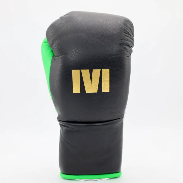 1v1 Peacemaker Lace Up Training Gloves - Black / neon Green / Metallic silver