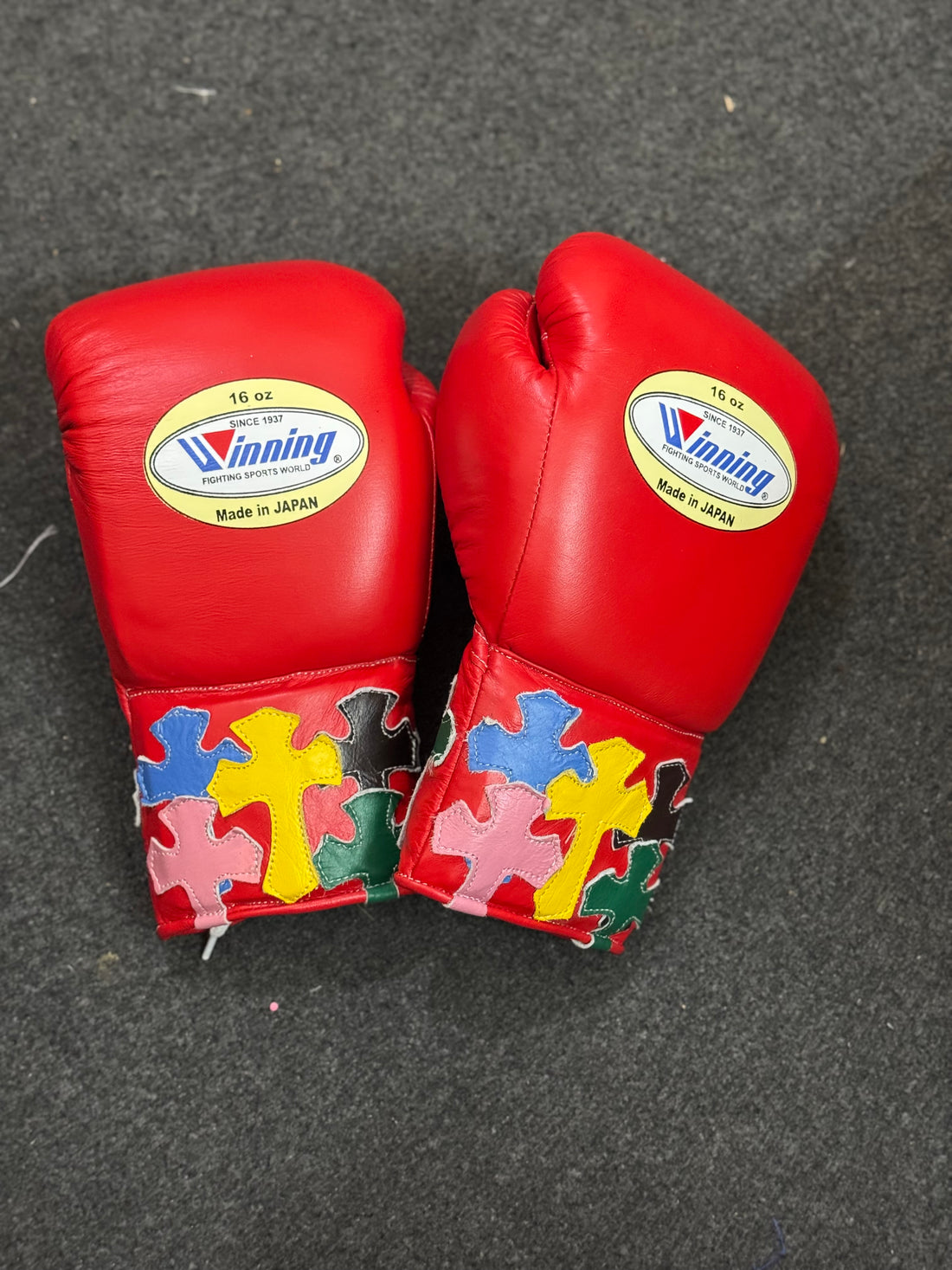 Red Handmade Chrome Heart Boxing Gloves | Limited Edition | Premium Quality | Cowhide Leather | Personalise your Logo or Name