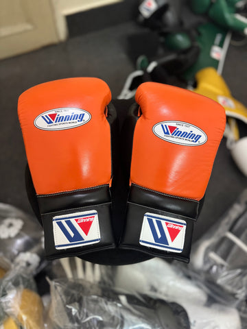 Custom Handmade Orange & Black Pro Elite Boxing Gloves | Winnings | Personalise your name | 100% Pure Leather | Best Choice for Fighters