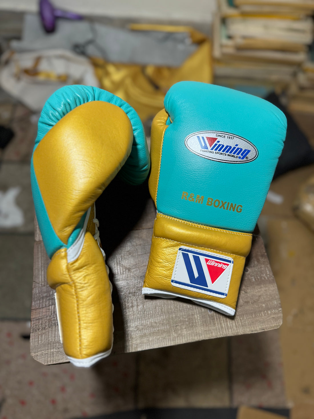 Custom Handmade Green & Gold Limited Edition Boxing Gloves | Winnings | Personalise your name | 100% Pure Leather | Best Choice for Fighters
