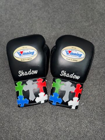 Black Handmade Chrome Heart Boxing Gloves | Limited Edition | Premium Quality | Cowhide Leather | Personalise your Logo or Name