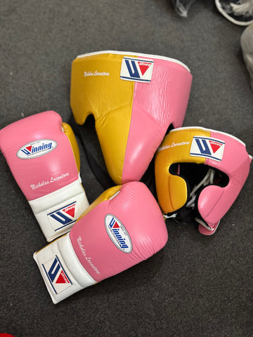 Pink & Gold Custom Handmade Boxing Sparring Kit | Winning | Premium Quality | Personalise Your Name | Flat 50% OFF