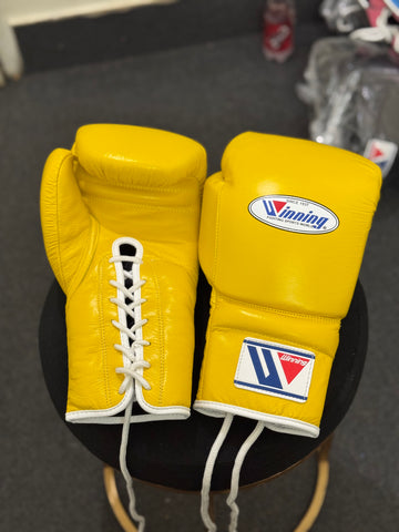 Custom Handmade Yellow Pro Elite Boxing Gloves | Winnings | Personalise your name | 100% Pure Leather | Best Choice for Fighters