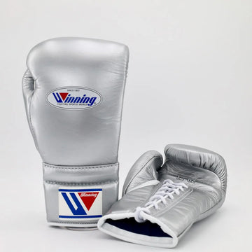 Winning Lace Up Training Gloves - metallic silver