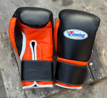Custom Handmade Black & Orange Pro Elite Boxing Gloves | Winnings | Personalise your name | 100% Pure Leather | Best Choice for Fighters