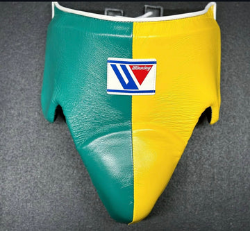Green & Yellow Groin Guard | 100% Leather | Winning | Premium Quality | Personalise your name |