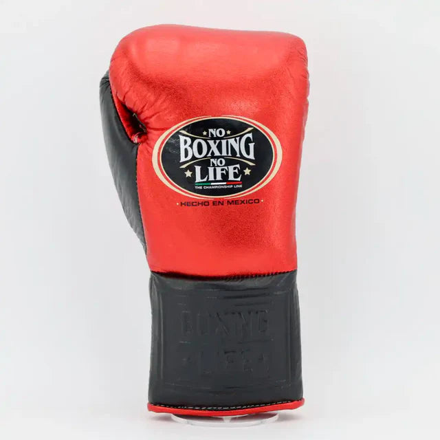 No Boxing No Life Pro Fight Gloves - Metallic Red / Black