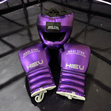 Metallic Teal Purple Boxing Set | 100% Pure Leather | Champions Choice