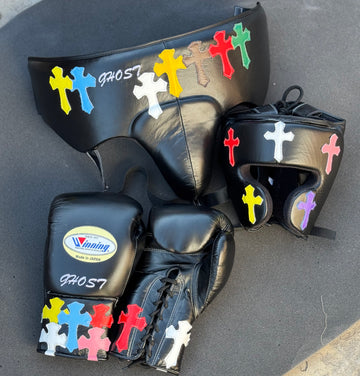 Full Black Sparring Kit with Chrome Hearts | Handmade Boxing Sparring Kit | Winning | Premium Quality | Personalise Your Name | Flat 50% OFF