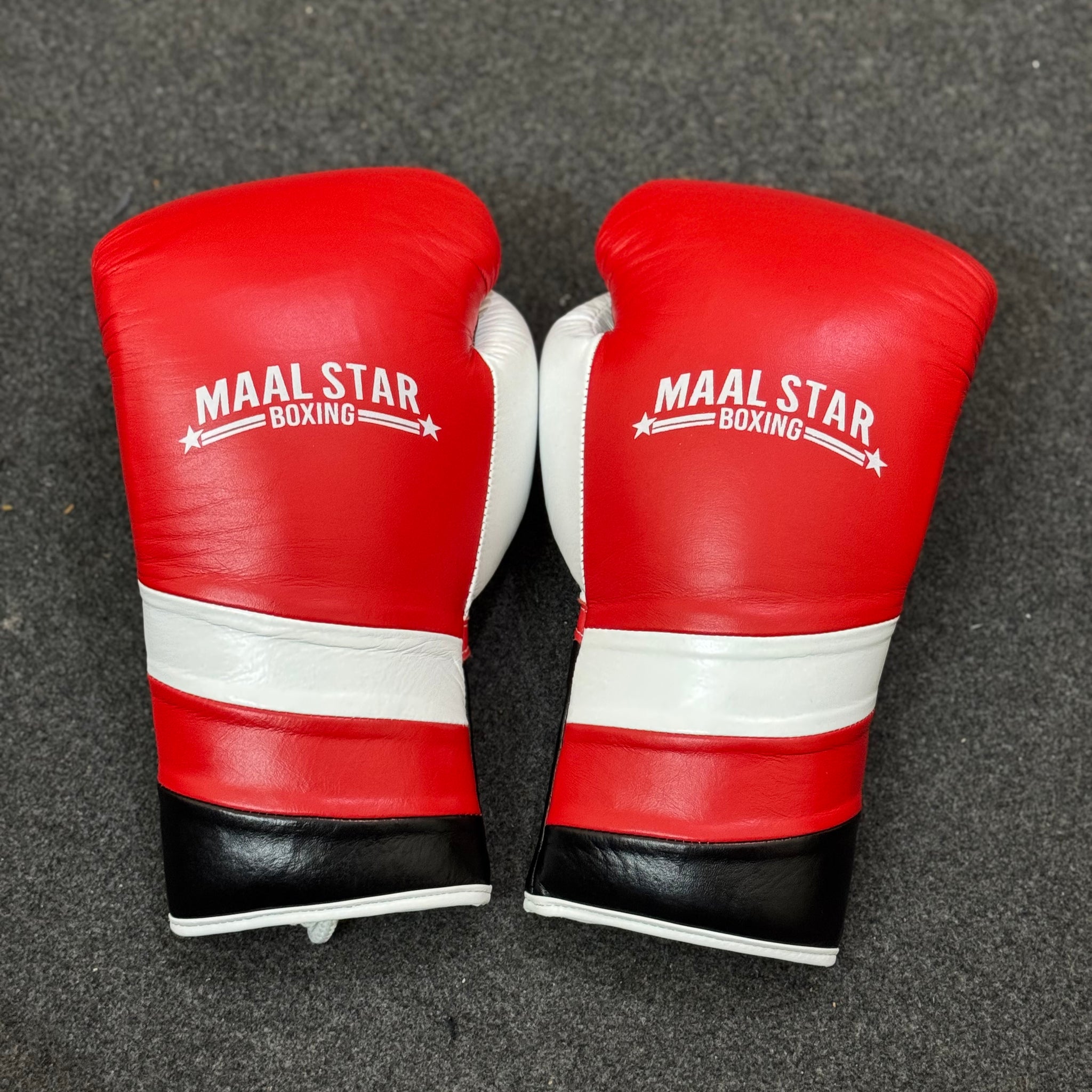 Red, White & Black Pro Elite Boxing Gloves | Personalise your name | 100% Pure Leather | Best Choice for Fighters