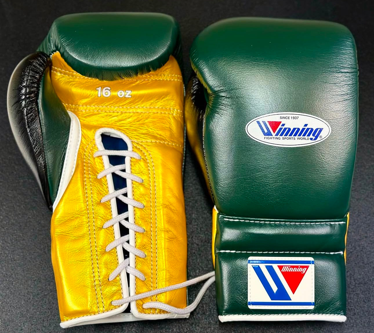 Green & Gold Pro Elite Boxing Gloves | Winnings | Personalise your name | 100% Pure Leather | Best Choice for Fighters