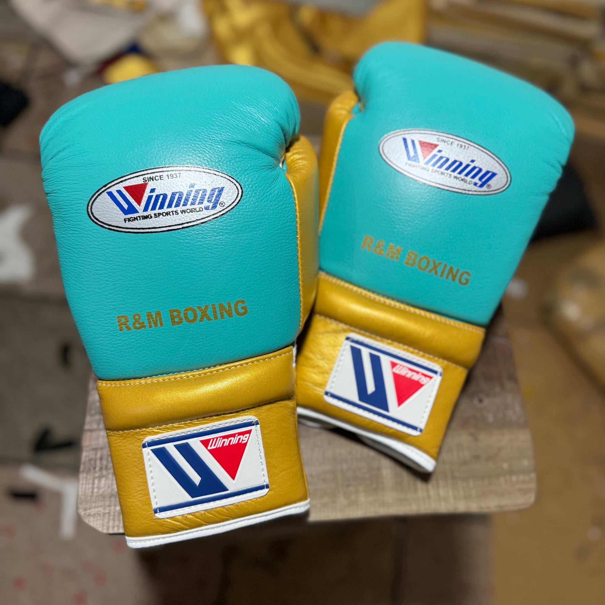 Custom Handmade Green & Gold Limited Edition Boxing Gloves | Winnings | Personalise your name | 100% Pure Leather | Best Choice for Fighters