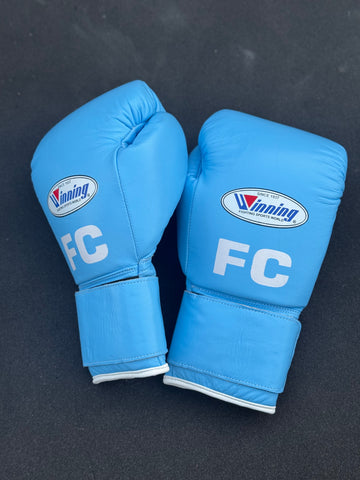 Custom Handmade Sky Blue Pro Elite Boxing Gloves Velcro Model| Winnings | Personalise your name | 100% Pure Leather | Best Choice for Fighters