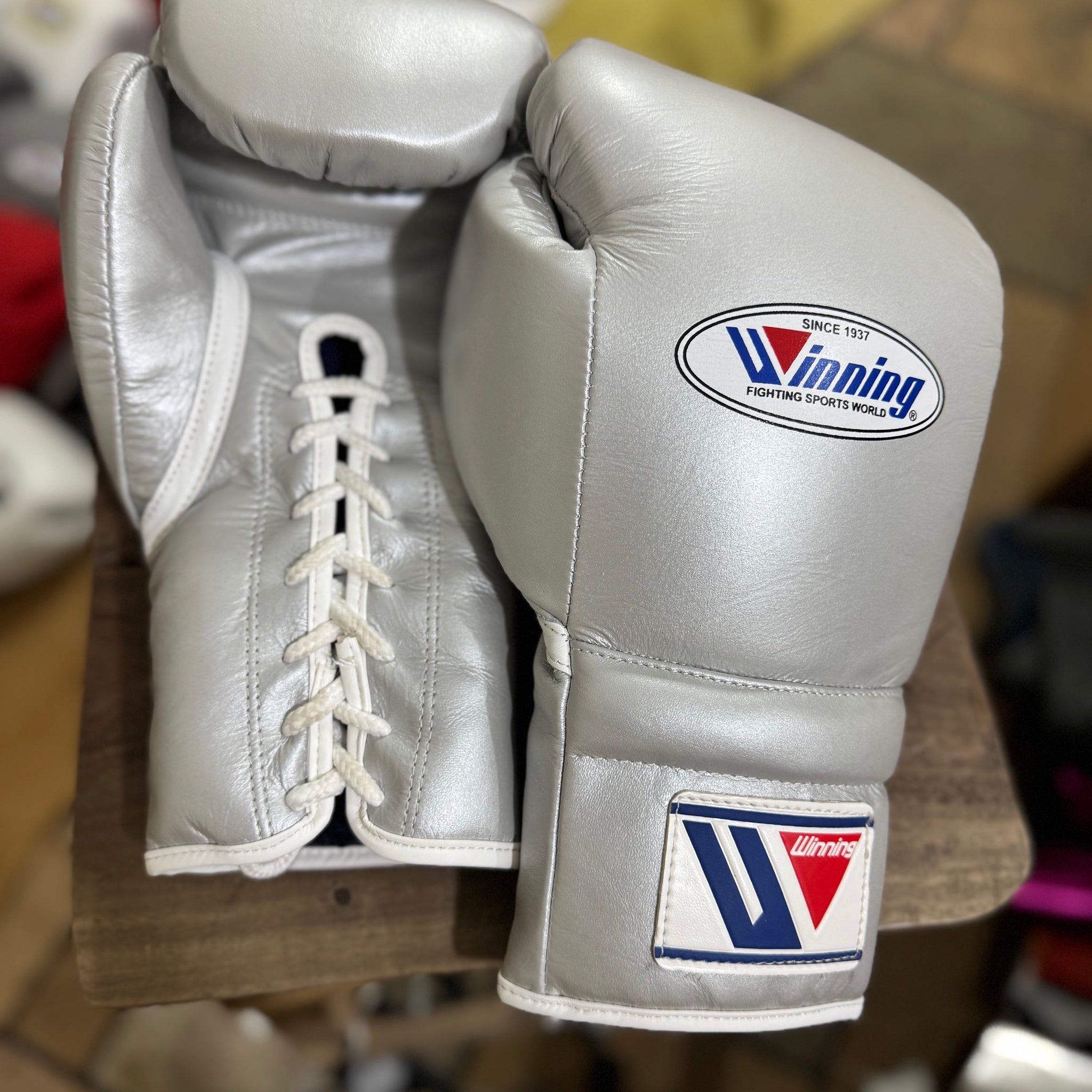 Custom Handmade Metallic Silver Pro Elite Boxing Gloves | Winnings | Personalise your name | 100% Pure Leather | Best Choice for Fighters