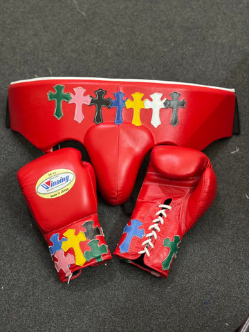 Chrome Hearts Special Edition Red Sparring Kit | Custom Handmade | Winnings | Premium Quality | Personalise Your Name | Flat 50% OFF