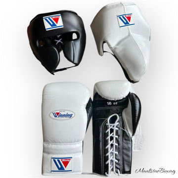 White & Black Mashup Custom Handmade Boxing Sparring Kit | Winning | Premium Quality | Personalise Your Name | Flat 50% OFF