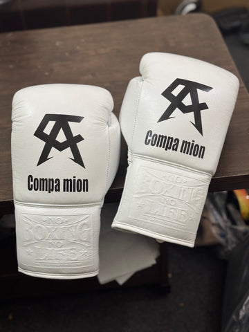 Full White Pro Elite Boxing Gloves No BOxing No Life| 100% Pure Leather | Best Choice for Fighters