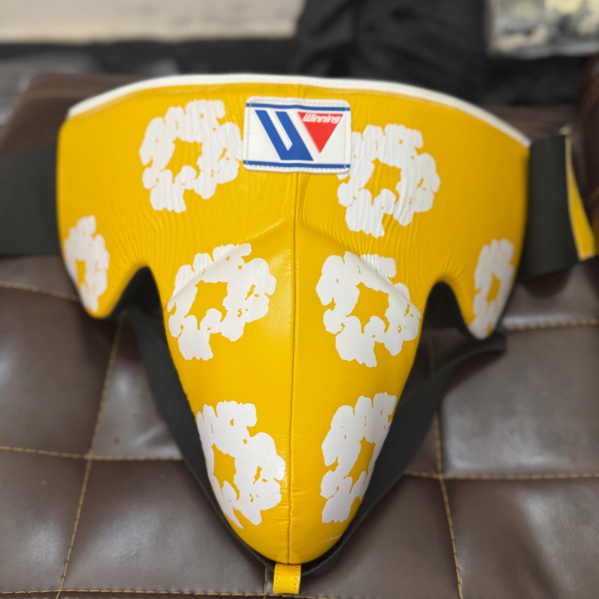 Custom Handmade Yellow Denim Tears GroinGuard | 100% Leather | Winning | Premium Quality | Personalise your name |