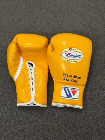 Custom Handmade Yellow Pro Elite Boxing Gloves 20 Oz | Winnings | Personalise your name | 100% Pure Leather | Best Choice for Fighters