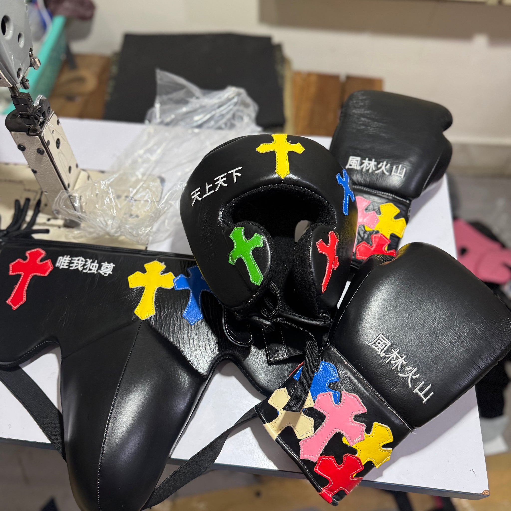 Black Sparring Kit - Chrome Hearts | Handmade Boxing Sparring Kit| Premium Quality | Personalise Your Name | Flat 50% OFF