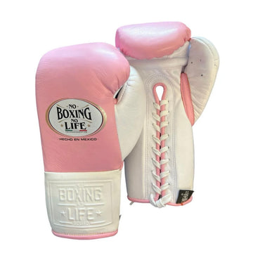White & Pink Pro Elite Boxing Gloves No Boxing No Life| 100% Pure Leather | Best Choice for Fighters
