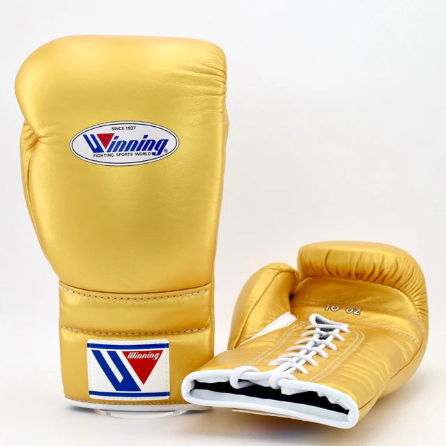 Winning Lace Up Training Gloves - Gold