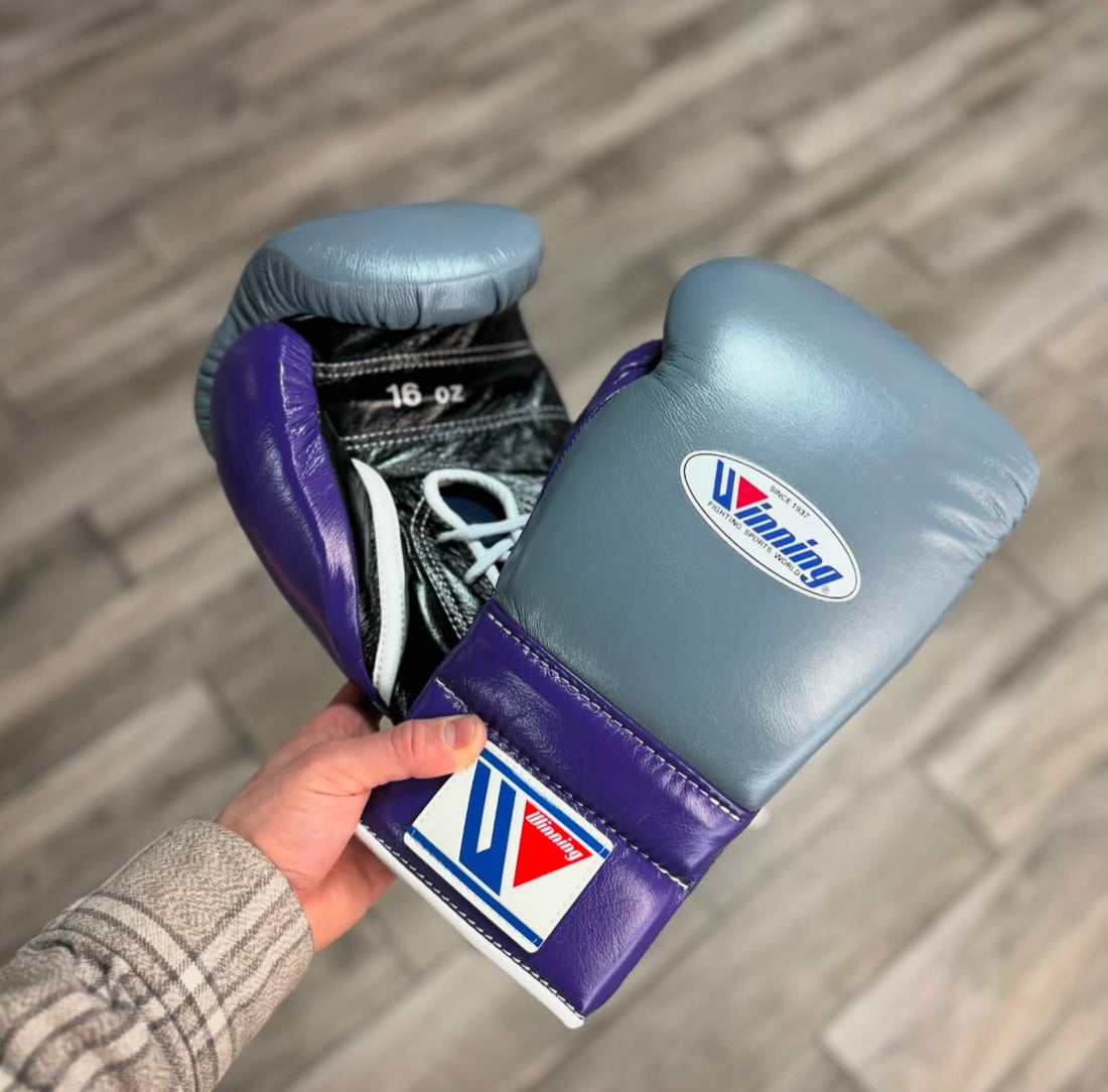 Grey, Black Purple Pro Elite Boxing Gloves | Winnings | Personalise your name | 100% Pure Leather | Best Choice for Fighters | Flat 50 OFF
