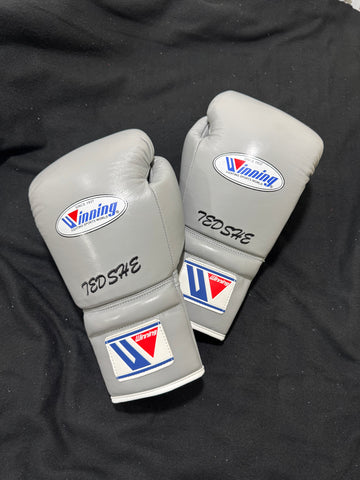 Custom Handmade Grey Boxing Gloves | Winnings | Personalise your name | 100% Pure Leather | Best Choice for Fighters | Flat 50 OFF