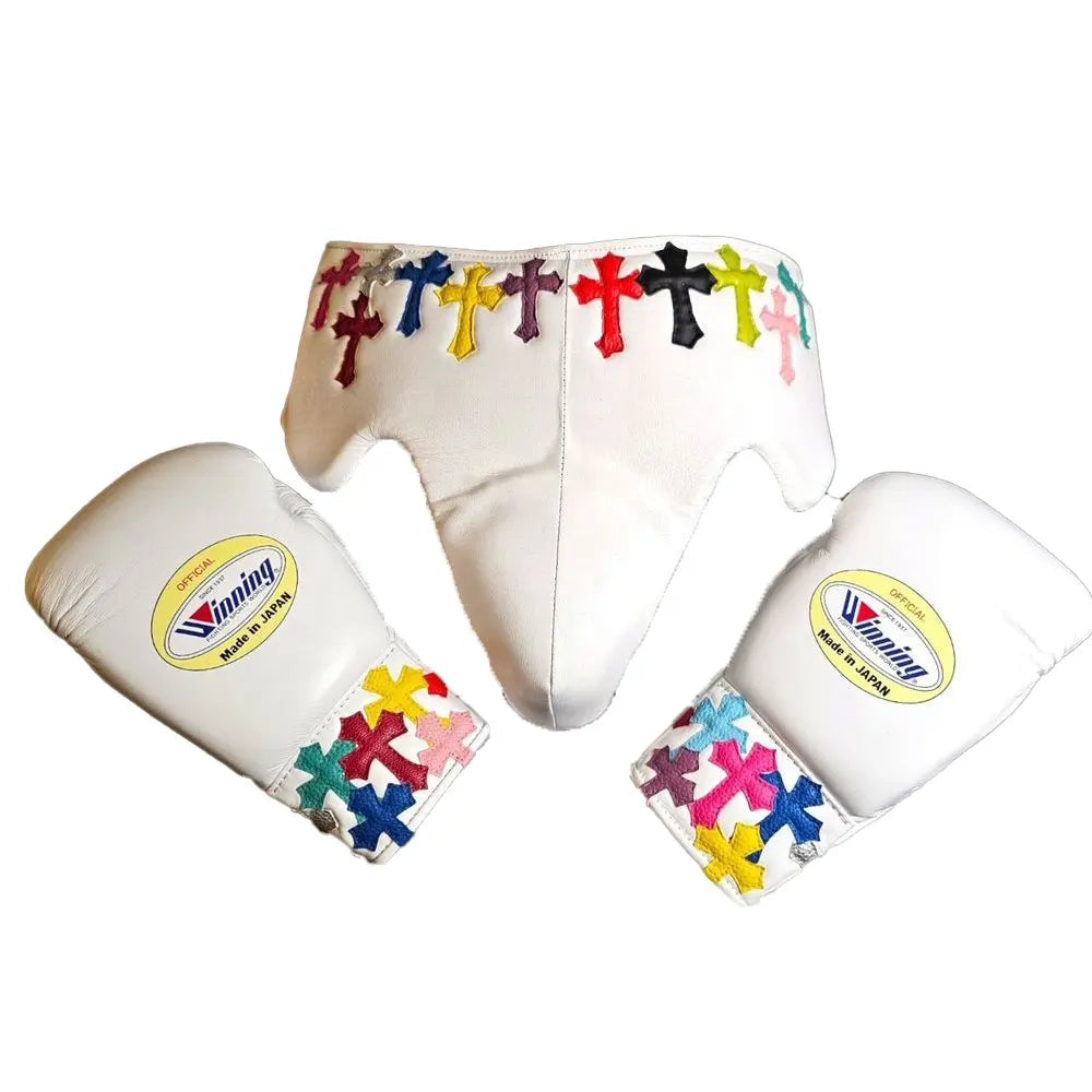 Full White Sparring Kit with Chrome Hearts | Handmade Boxing Sparring Kit | Winning | Premium Quality | Personalise Your Name | Flat 50% OFF