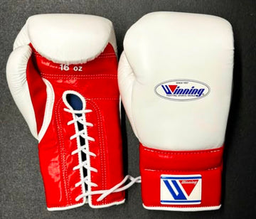 White & Red Pro Elite Boxing Gloves | Winnings | Personalise your name | 100% Pure Leather | Best Choice for Fighters