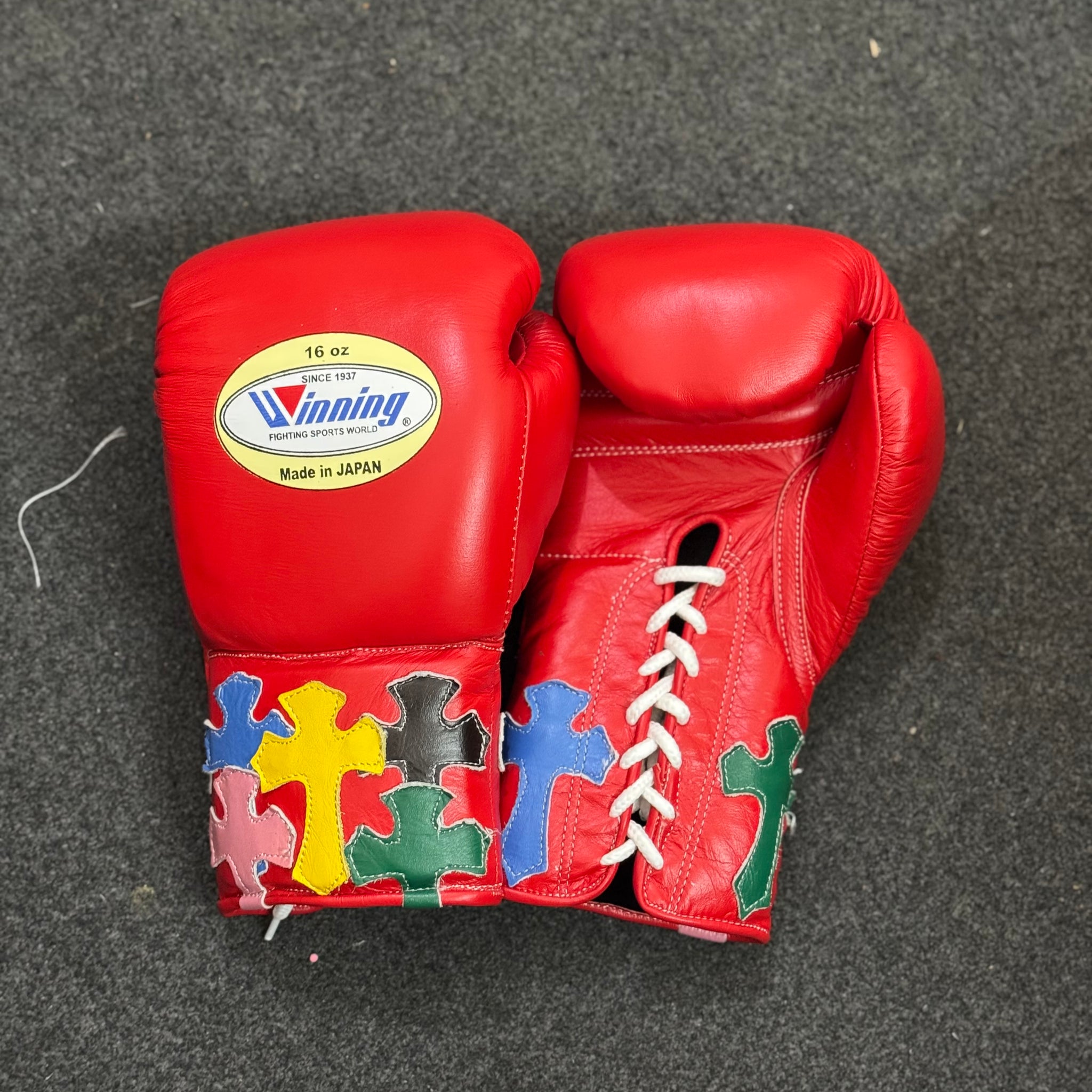 Red Handmade Chrome Heart Boxing Gloves | Limited Edition | Premium Quality | Cowhide Leather | Personalise your Logo or Name