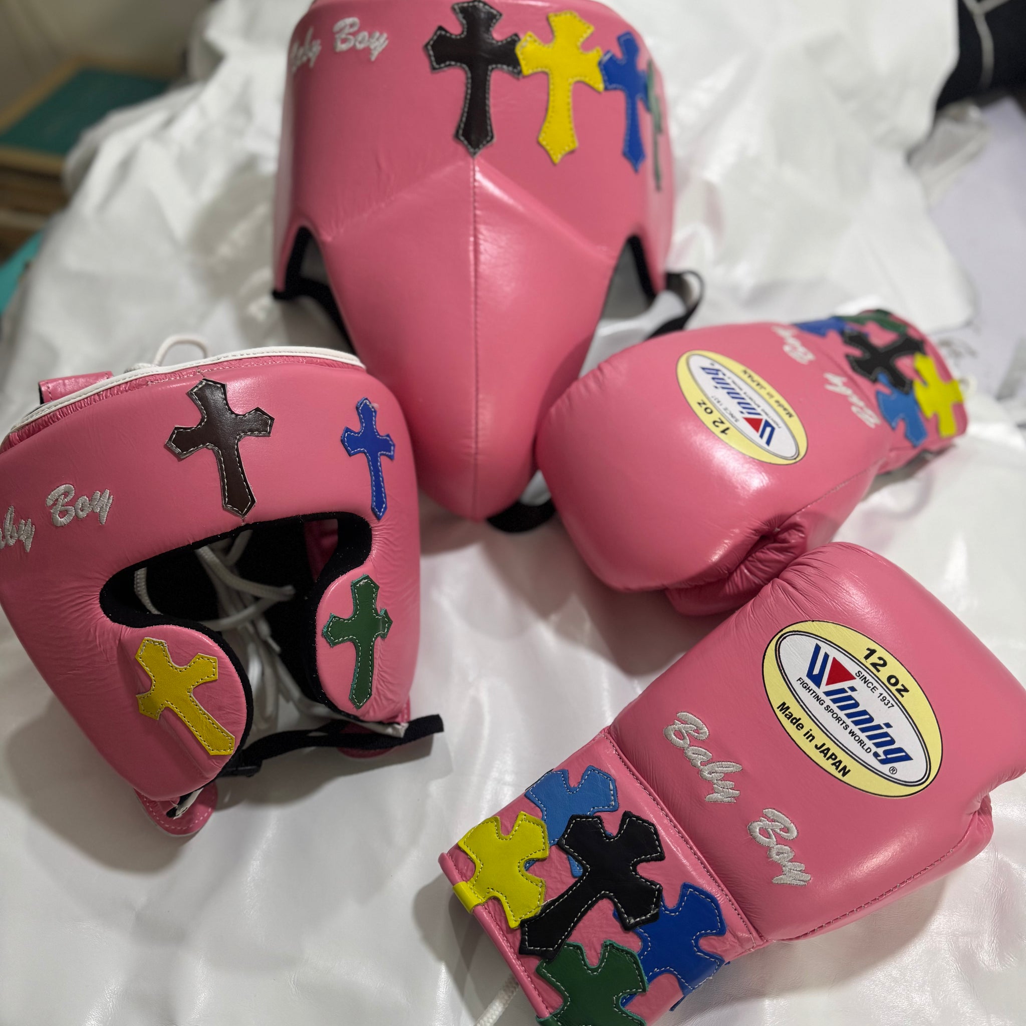 Pink Sparring Kit - Chrome Hearts | Handmade Boxing Sparring Kit| Premium Quality | Personalise Your Name |