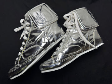 Custom Handmade Metallic Silver Boxing Shoes Lightweight Limited Edition