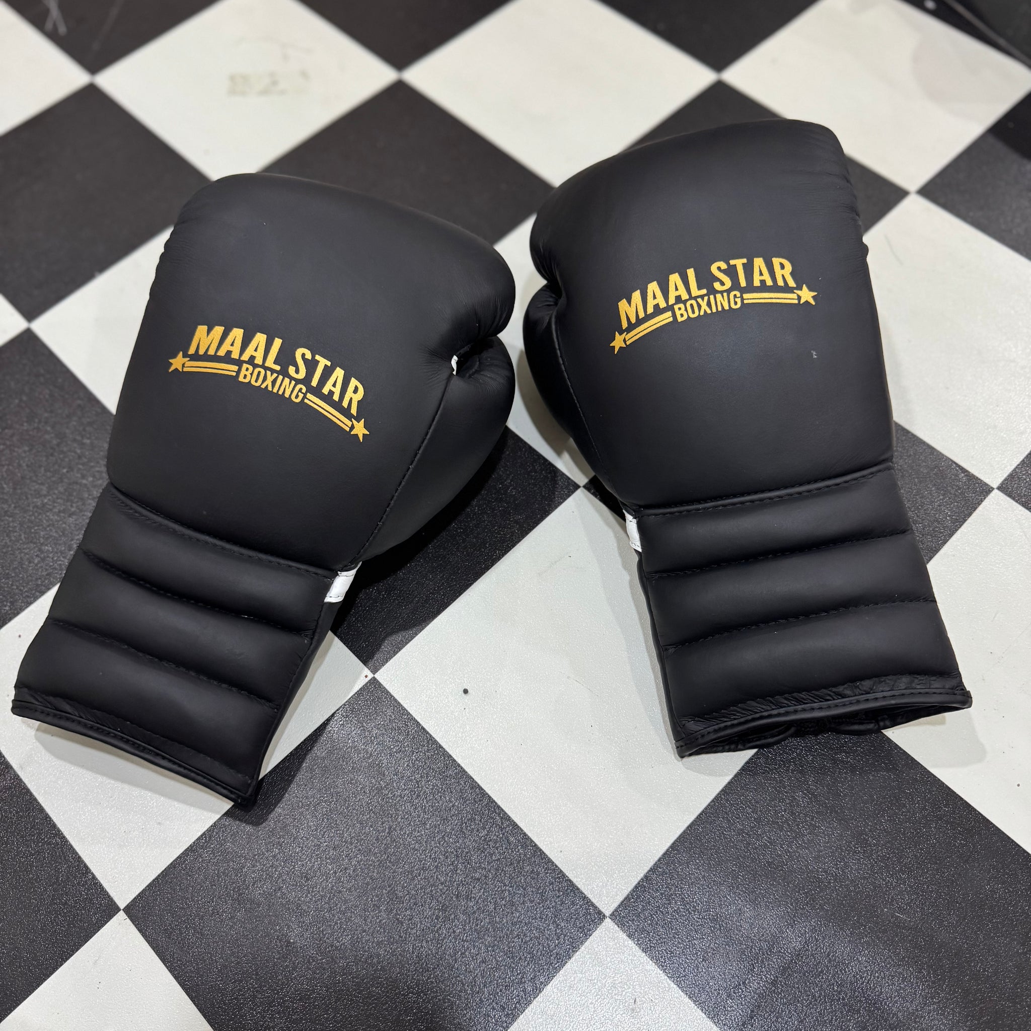 Matt Black and Gold Pro Elite Boxing Gloves | 100% Pure Leather | Best Choice for Fighters