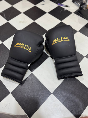 Matt Black and Gold Pro Elite Boxing Gloves | 100% Pure Leather | Best Choice for Fighters