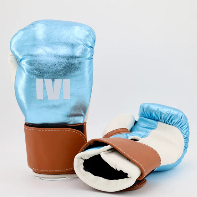 1v1 Peacemaker Velcro Training Gloves - Metallic Turquoise/ Tobacco / White