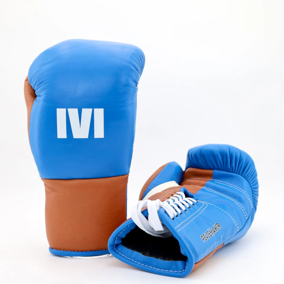 1v1 Peacemaker Lace Up Training Gloves - Royal Blue / Tobacco