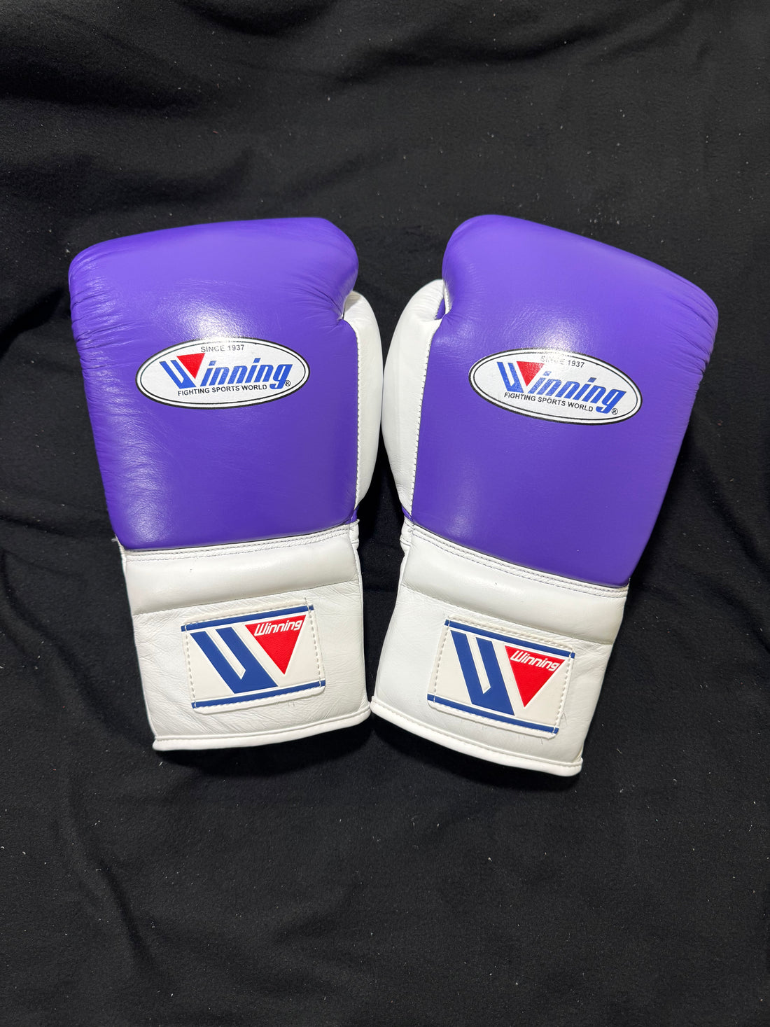 Custom Handmade Purple & White Boxing Gloves | Winnings | Personalise your name | 100% Pure Leather | Best Choice for Fighters | Flat 50 OFF
