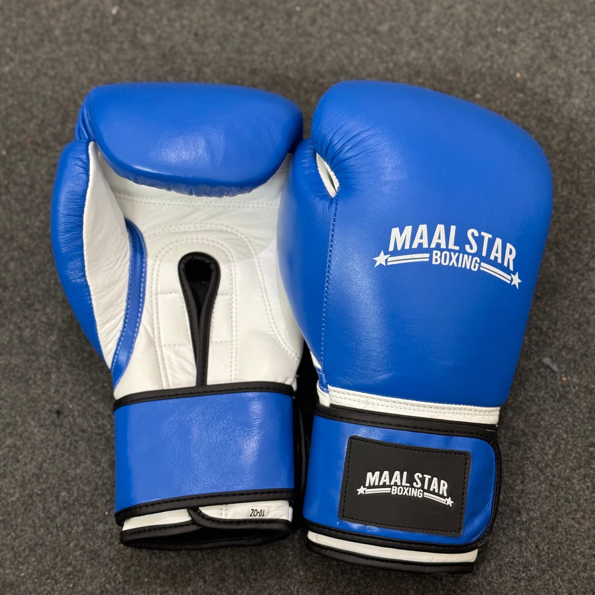 Blue & White Pro Elite Boxing Gloves | Personalise your name | 100% Pure Leather | Best Choice for Fighters