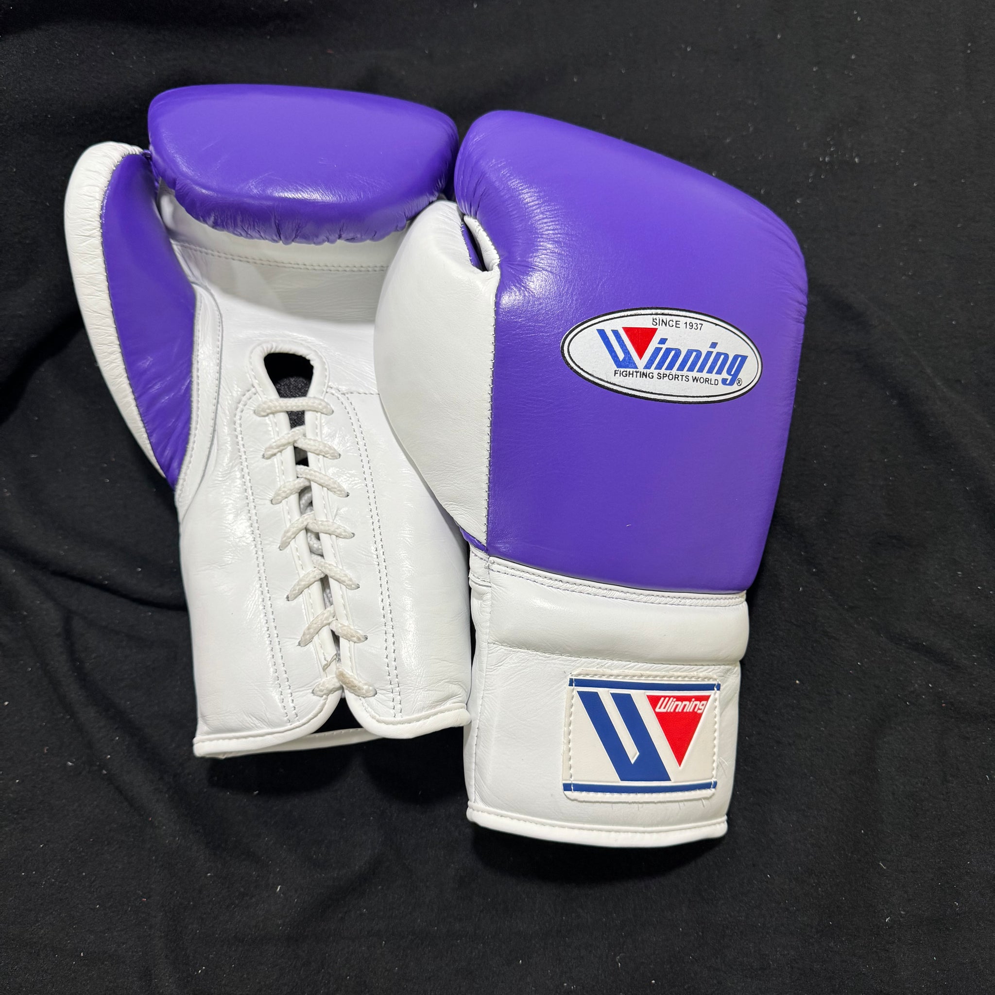 Custom Handmade Purple & White Boxing Gloves | Winnings | Personalise your name | 100% Pure Leather | Best Choice for Fighters | Flat 50 OFF