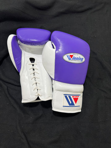 Custom Handmade Purple & White Boxing Gloves | Winnings | Personalise your name | 100% Pure Leather | Best Choice for Fighters | Flat 50 OFF