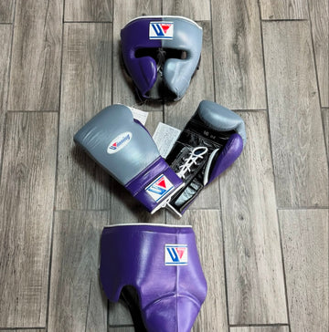 Grey, Purple & Black Custom Handmade Boxing Sparring Kit | Winning | Premium Quality | Personalise Your Name | Flat 50% OFF