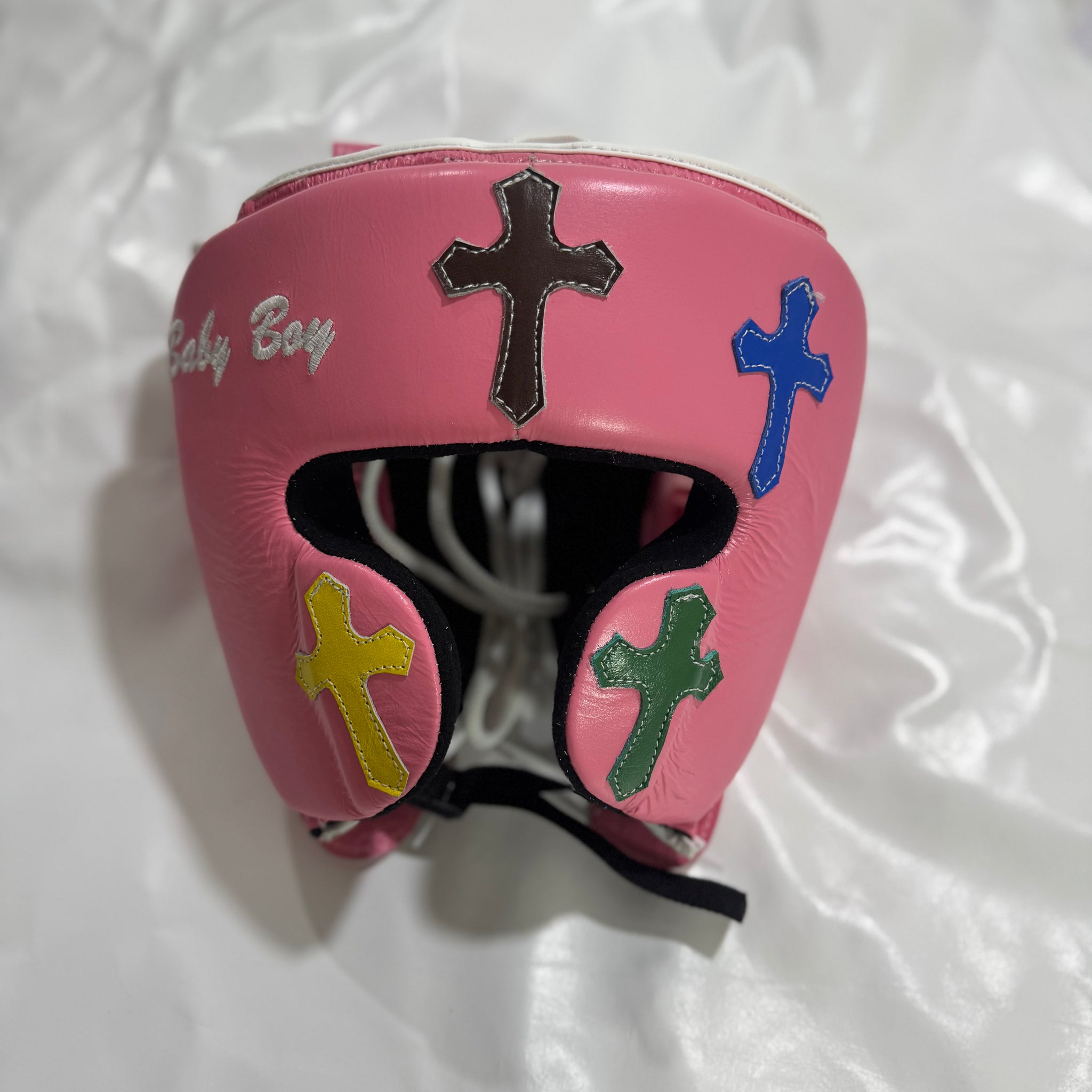 Baby Pink Chrome Hearts Headgear Cheekbone Latest Version | 100% Leather | Adjustable | Available in Multiple Sizes