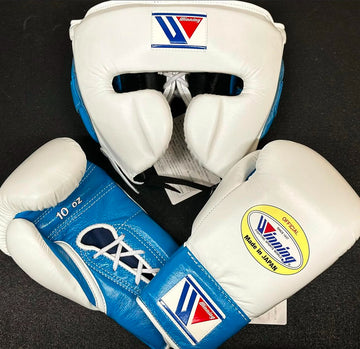 White & Sky Blue Custom Handmade Boxing Sparring Kit | Winning | Premium Quality | Personalise Your Name | Flat 50% OFF